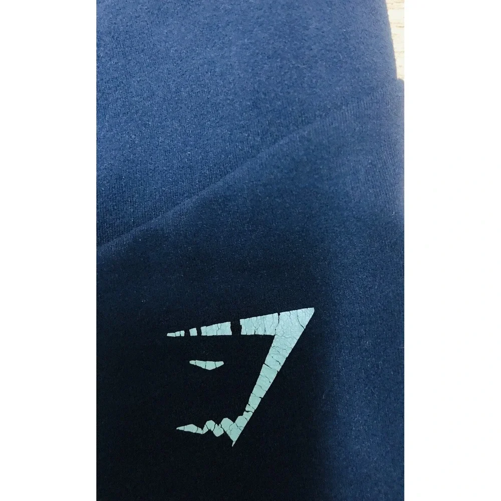 Gymshark Leggings Women's‎ M Navy Blue Mint Colorblock Cross Over Waist *stains
